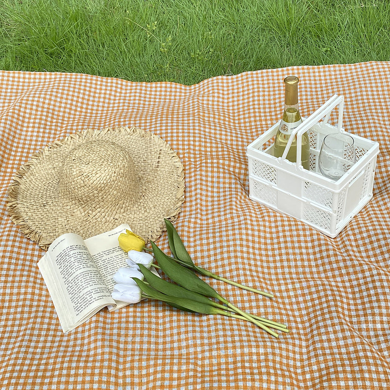 natural gingham check picnic cloth