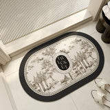 black toile de Jouy bath mat