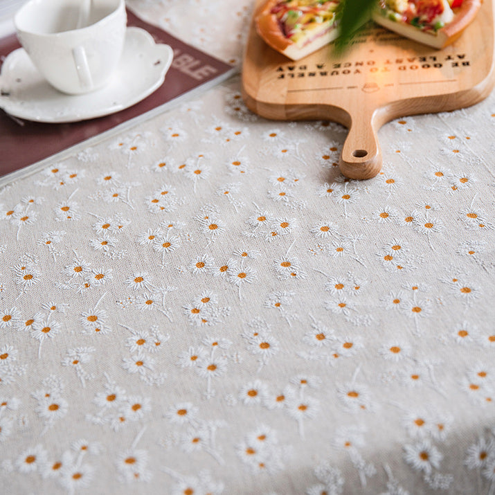daisy embroidery table cover