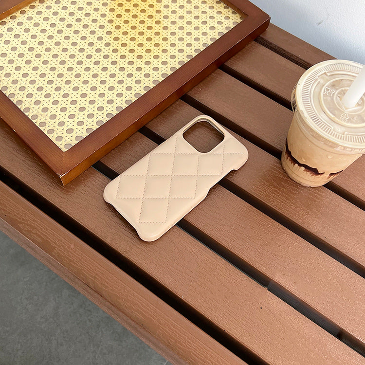 beige leather quilt iPhonecase