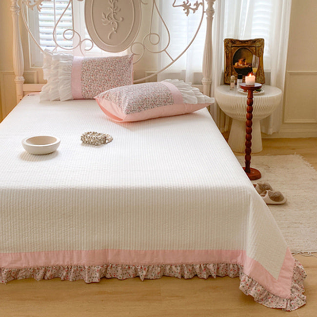 4design flower frill quilt & pillow sheets set
