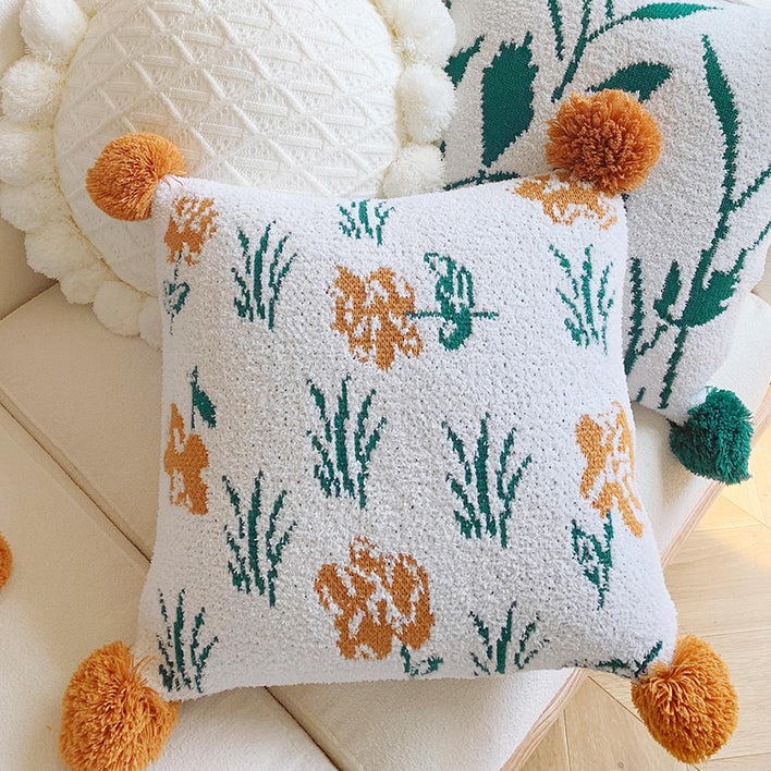 3design knit flower cushion