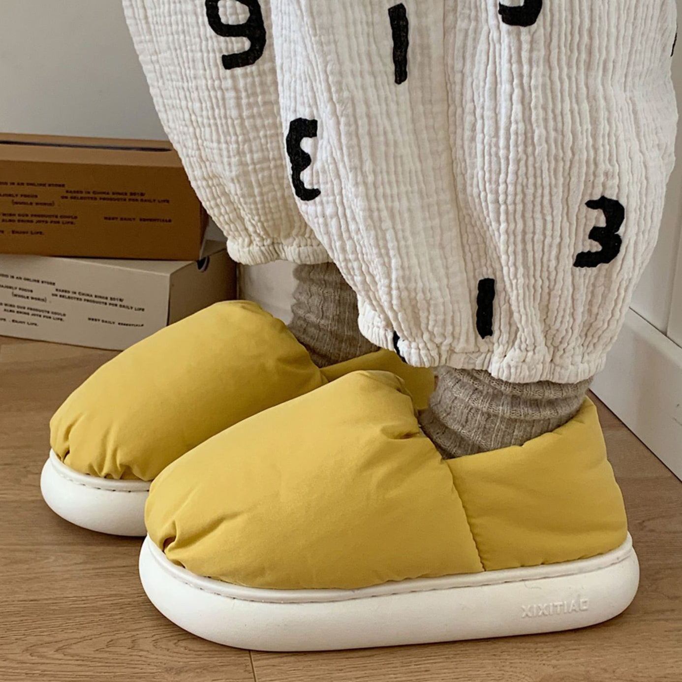 4color cotton cushion roomshoes
