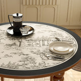 black toile de Jouy round table mat