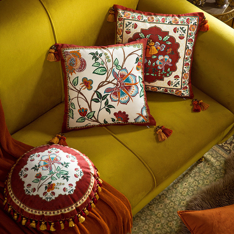 6design dark red vintage flower cushion
