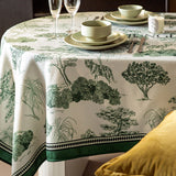 green retro forest table cloth