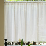 white cotton ponpon linen curtain
