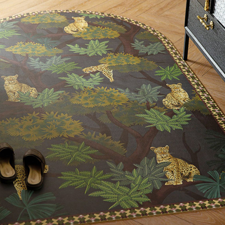 6design dark flower door mat