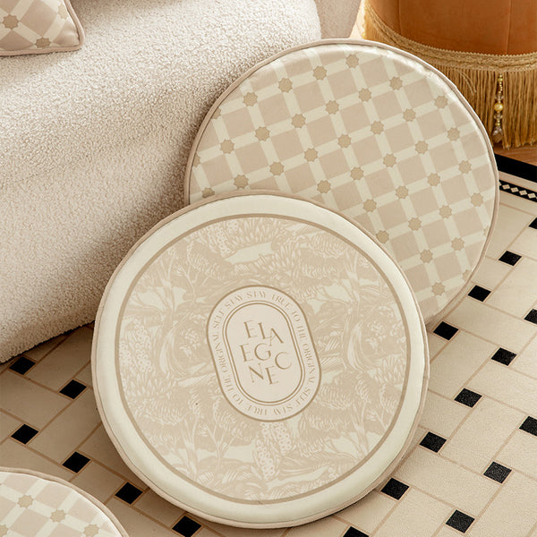 2design beige elegance logo round cushion