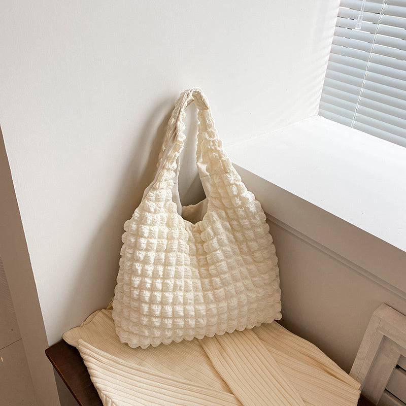 5color square puff handbag