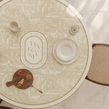 beige elegance logo round table mat