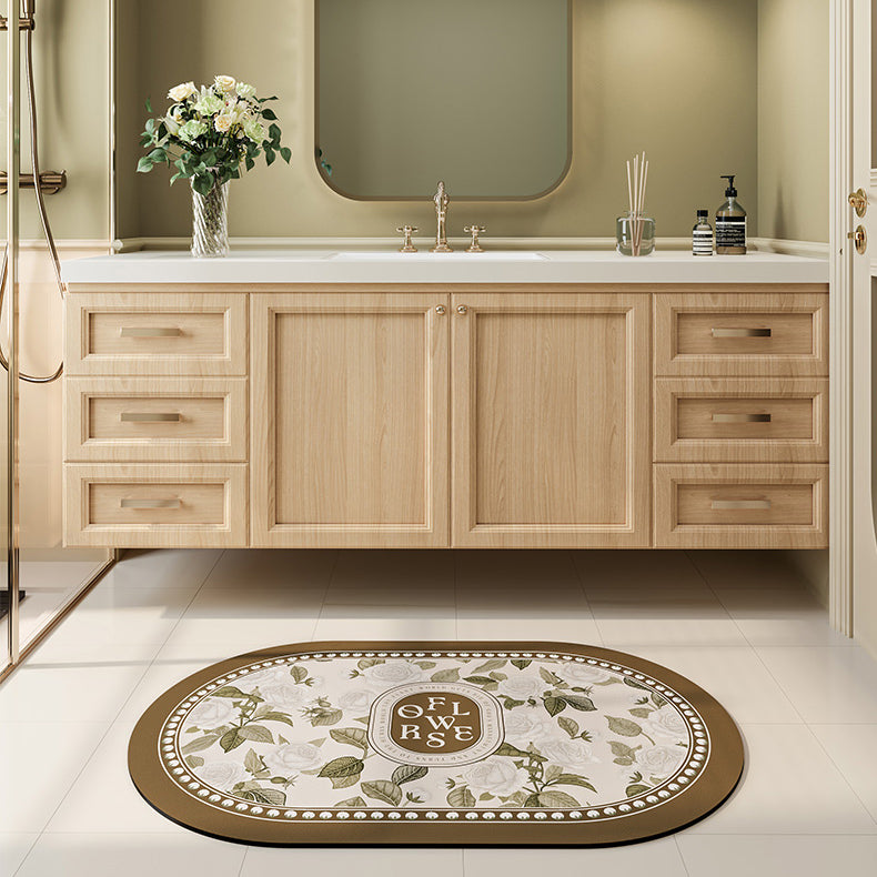 white rose bath mat