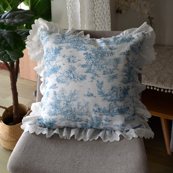 toile de Jouy blue cushion cover