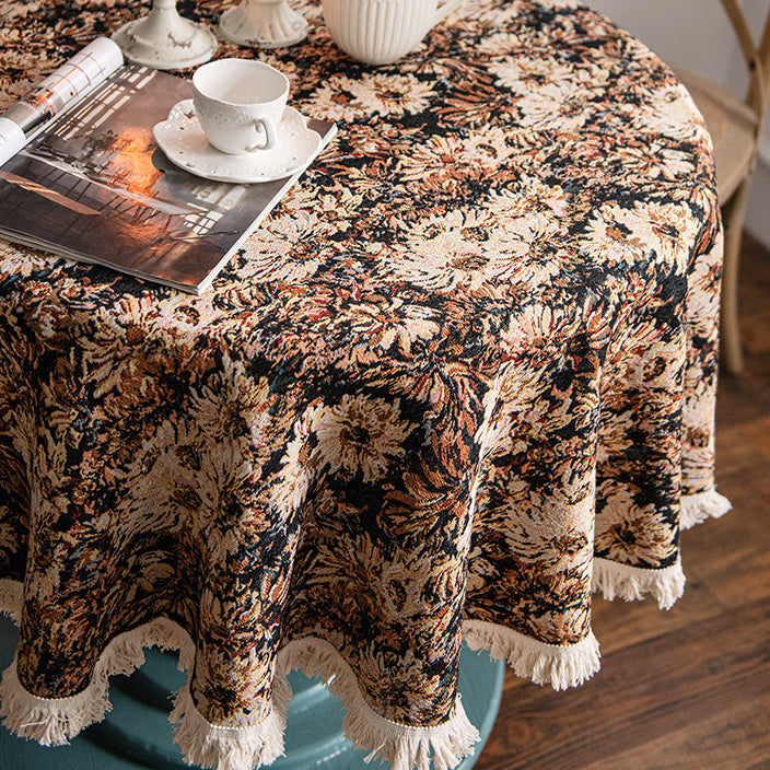 french brown flower table cloth