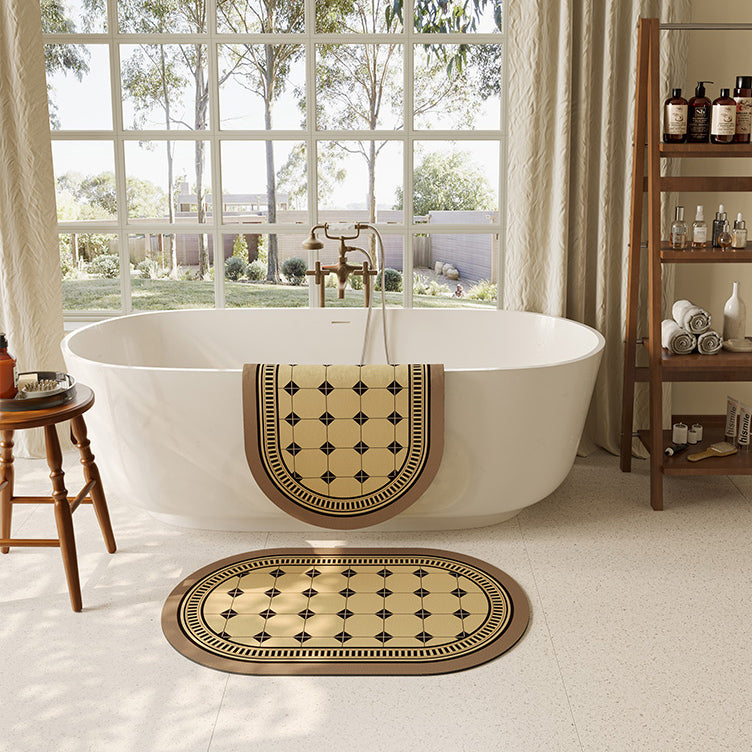 brown tile bath mat