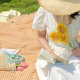 natural gingham check picnic cloth
