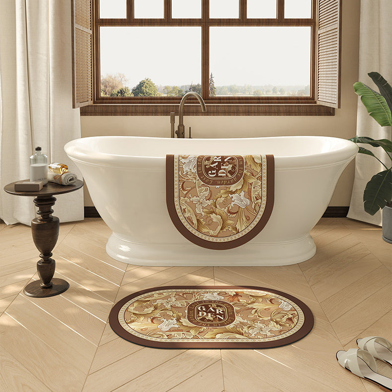 brown garden logo bath mat