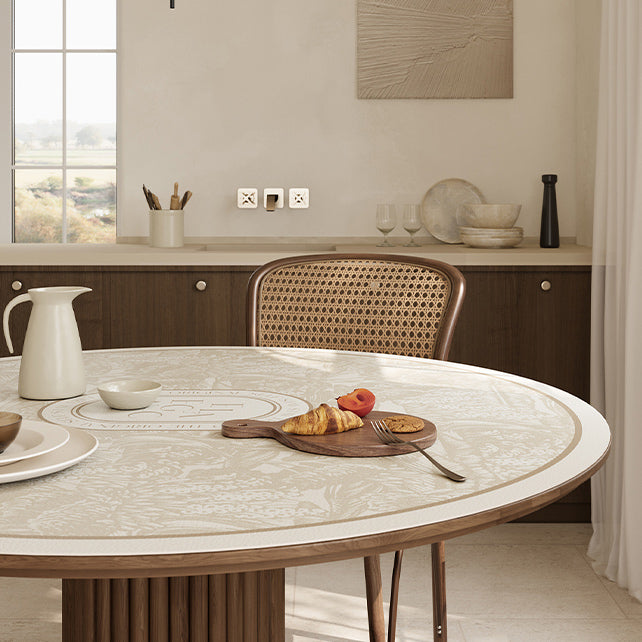 beige elegance logo round table mat