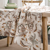 brown botanical table cloth