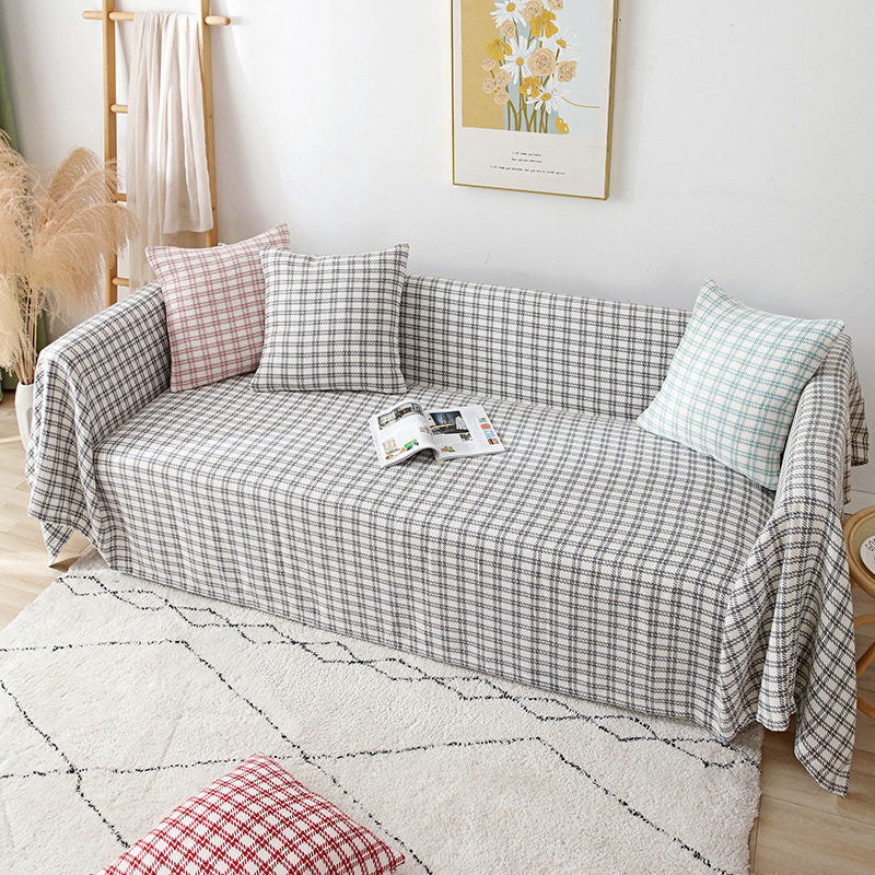 6color natural check sofa cover