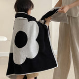 3color double flower towel