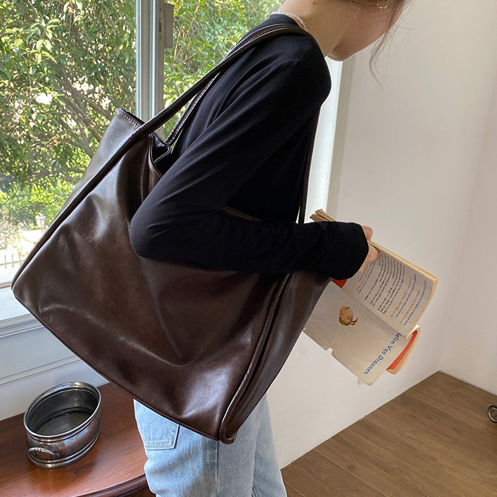 3color leather tote bag