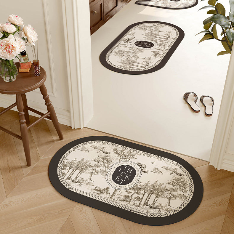 black toile de Jouy toilet mat