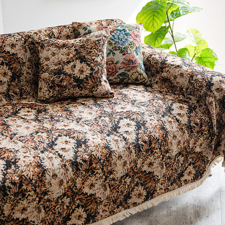 french brown flower sofa cover