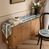 blue retro forest table runner