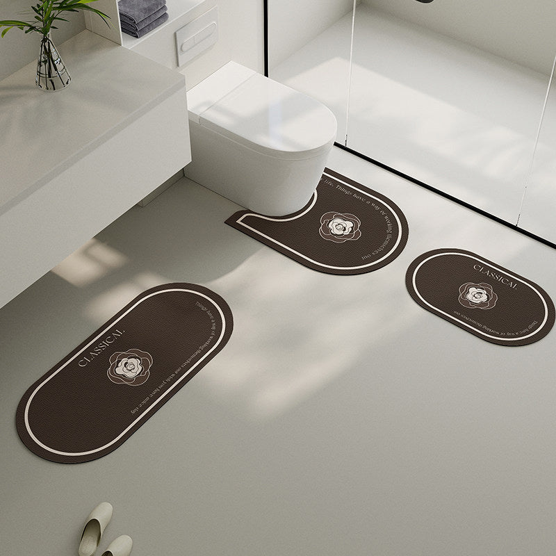 classical simple flower toilet mat