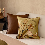 art mustard tulip cushion