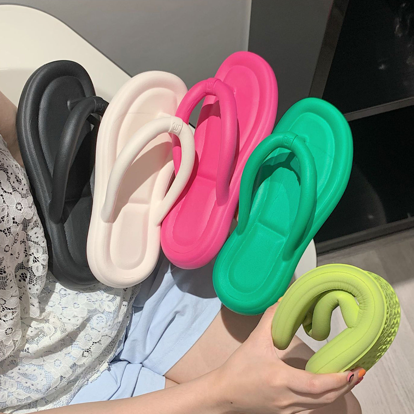 5color simple casual rubber roomshoes
