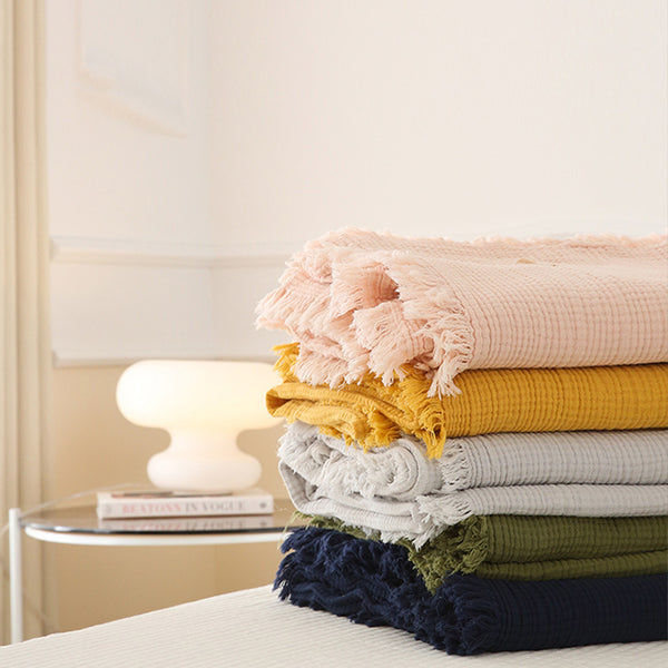 5color fringe gauze blanket