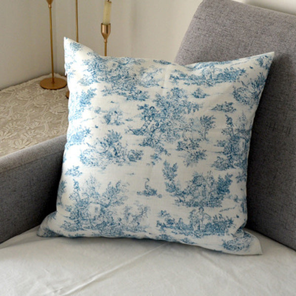 toile de Jouy blue cushion cover