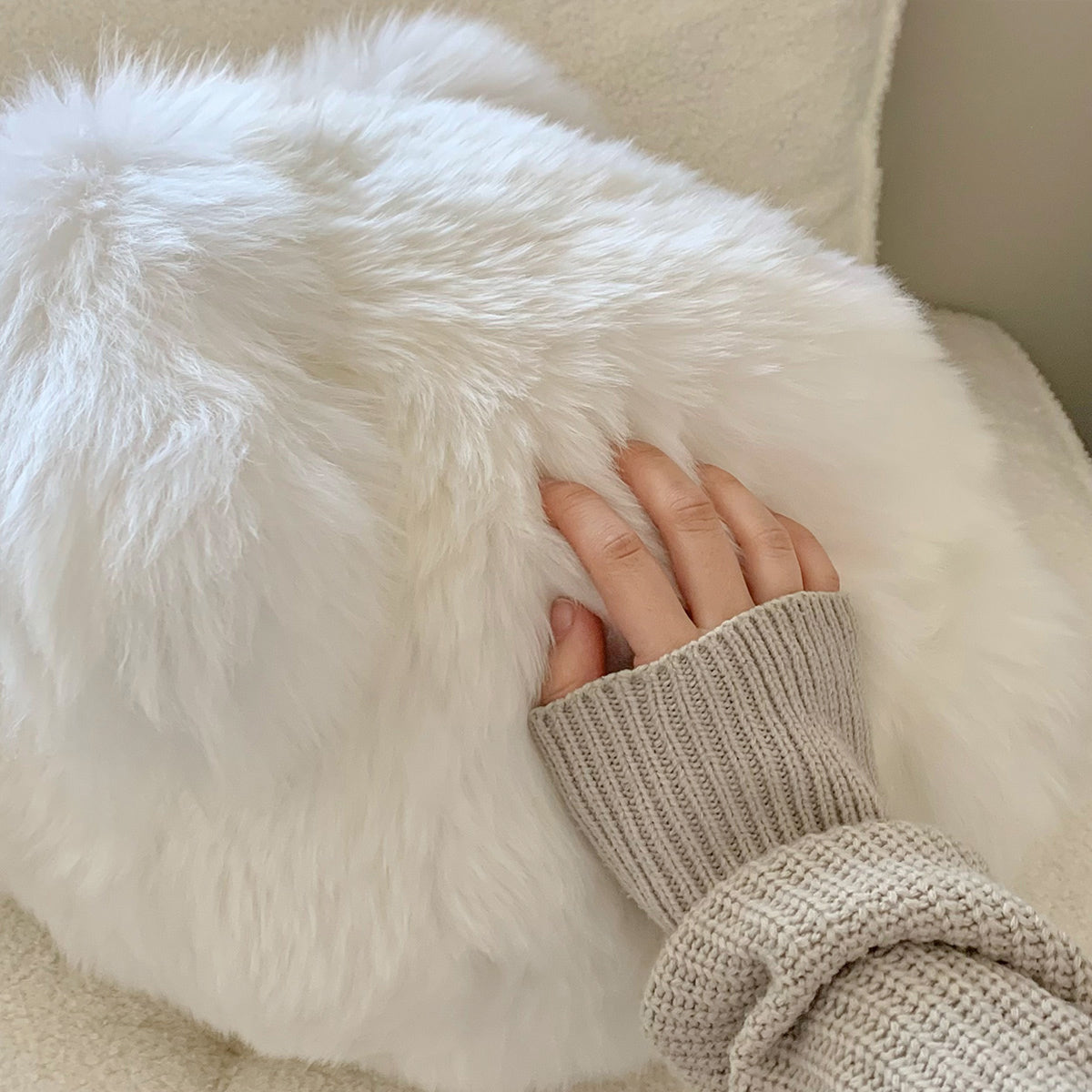 white round rabbit cushion