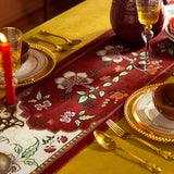 2design dark red vintage flower table runner