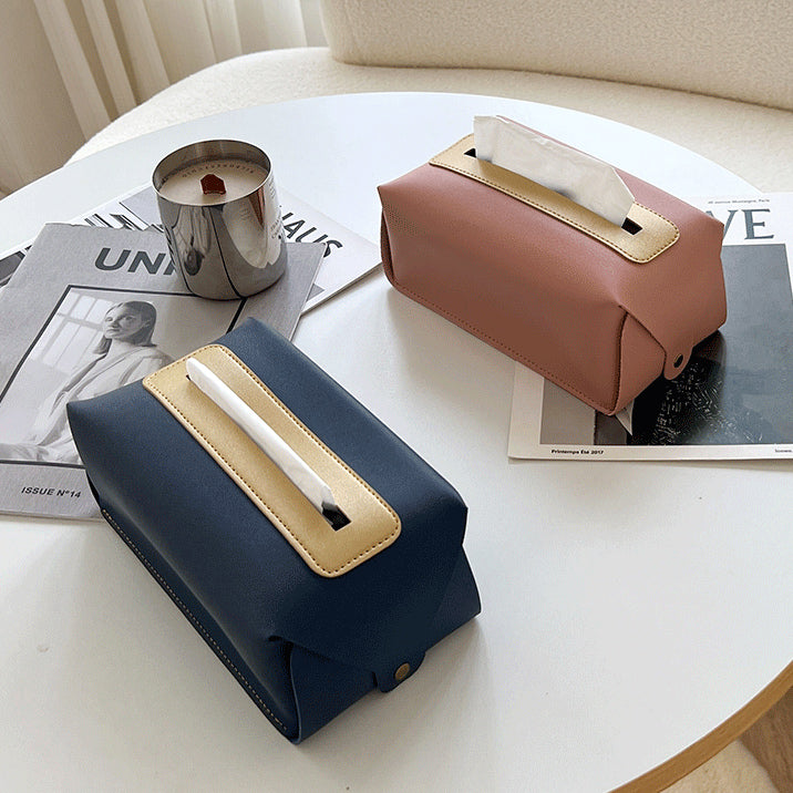 6color leather box tissue case