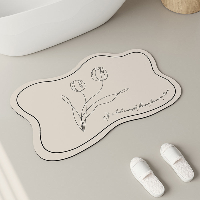 6color drawing tulip bath mat