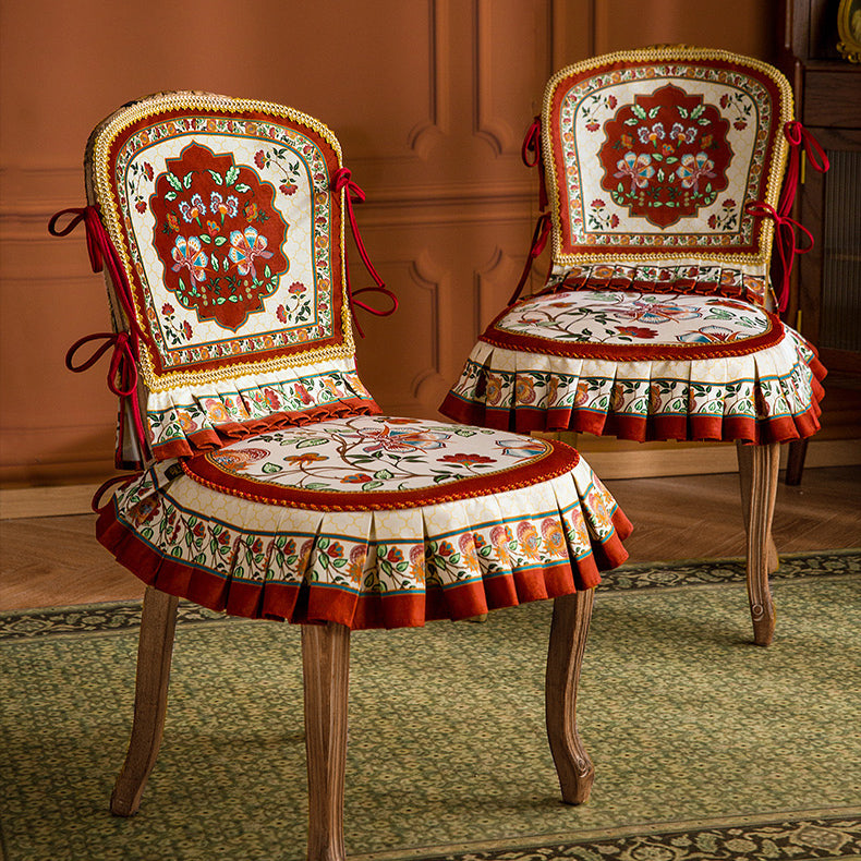 dark red vintage flower chair cover & cushion