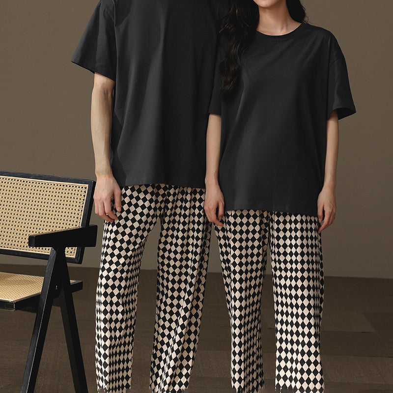 diamond check bottoms pair roomwear