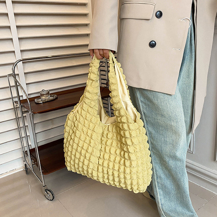 5color square puff handbag