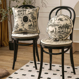 3size black toile de Jouy cushion