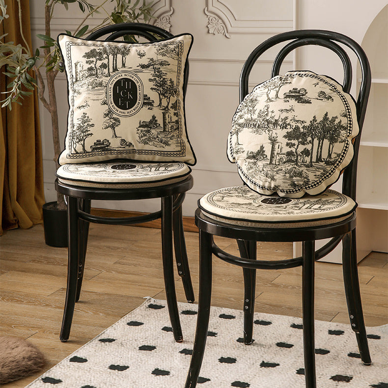3size black toile de Jouy cushion