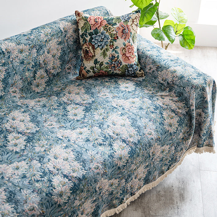 french blue flower sofa cover