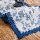 blue flower table runner