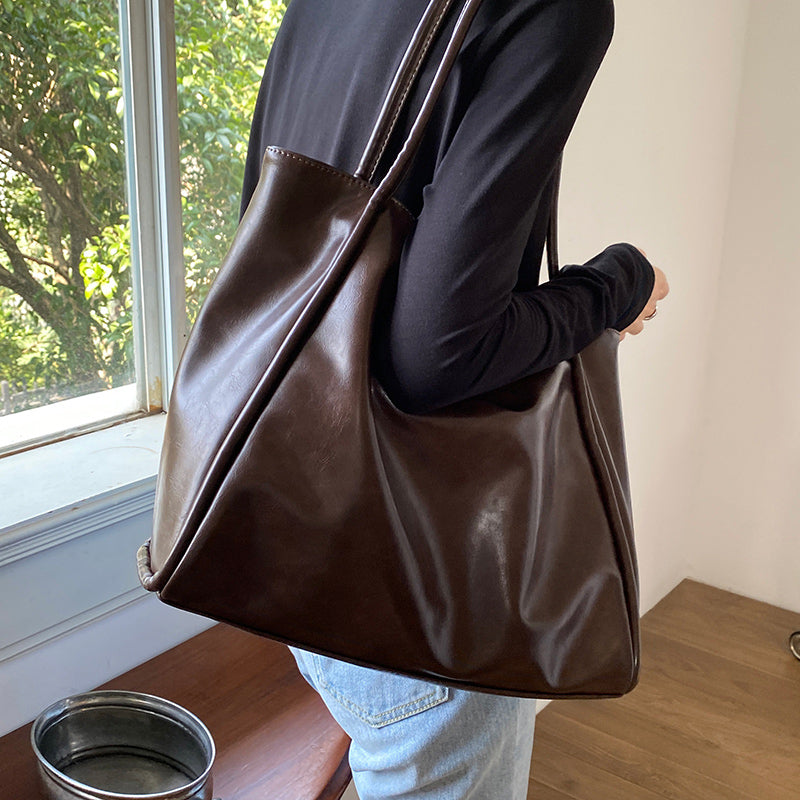 3color leather tote bag
