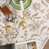 brown botanical table cloth