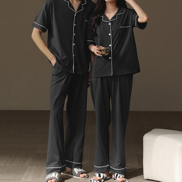piping charcoal gray pair roomwear