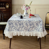 2color french flower velvety table cloth