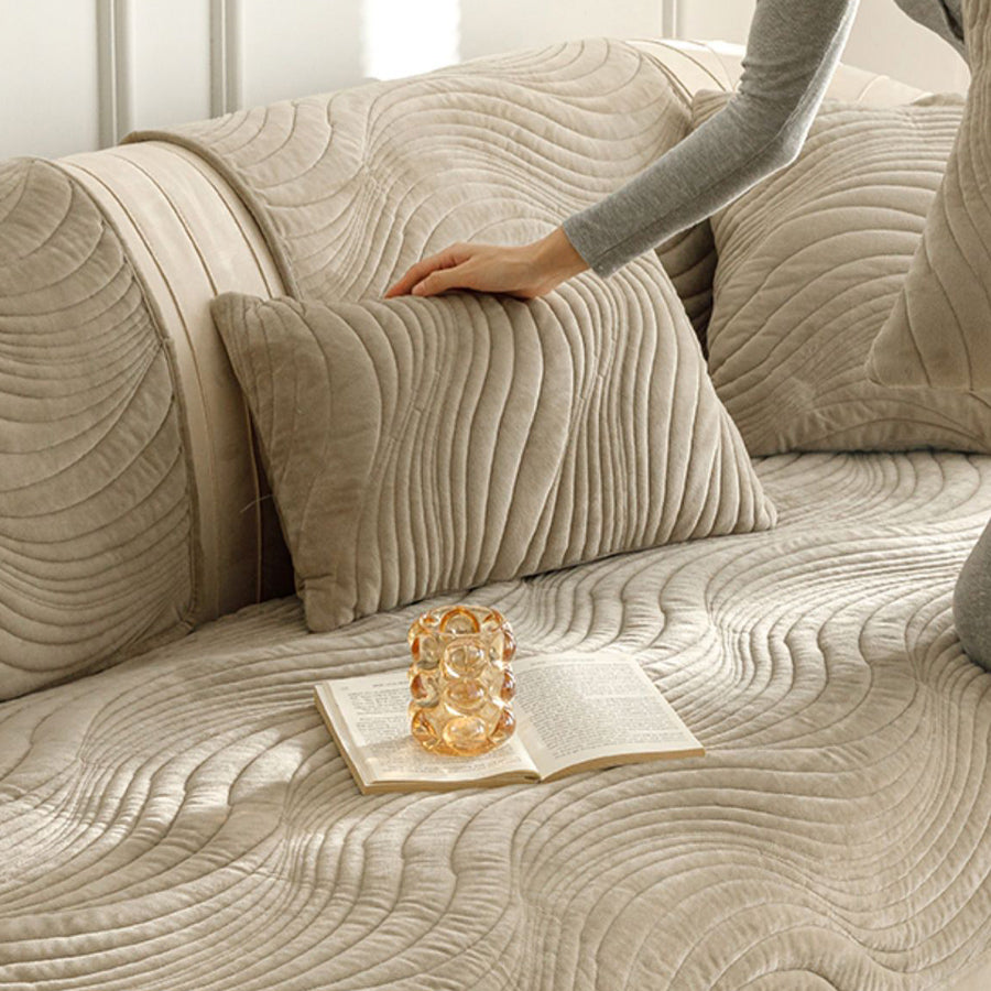 5color velvet wave sofa cover